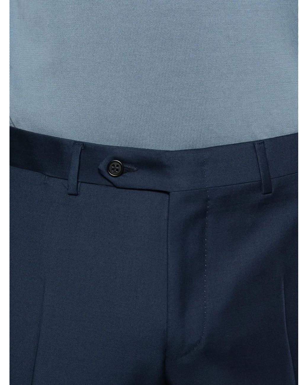Canali Blue Button Trousers for men