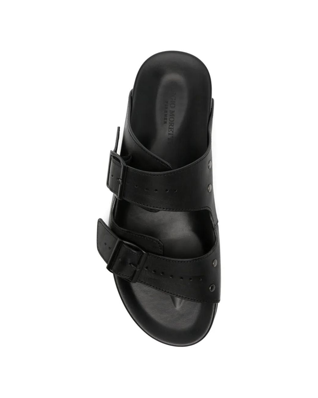 SERGIO MORETTI FIRENZE Black Buckle-Fastening Leather Sandals for men