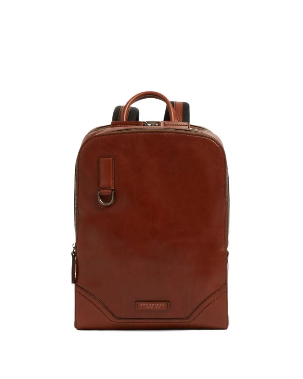 The Bridge Brown Leather Double-Zip Backpack for men
