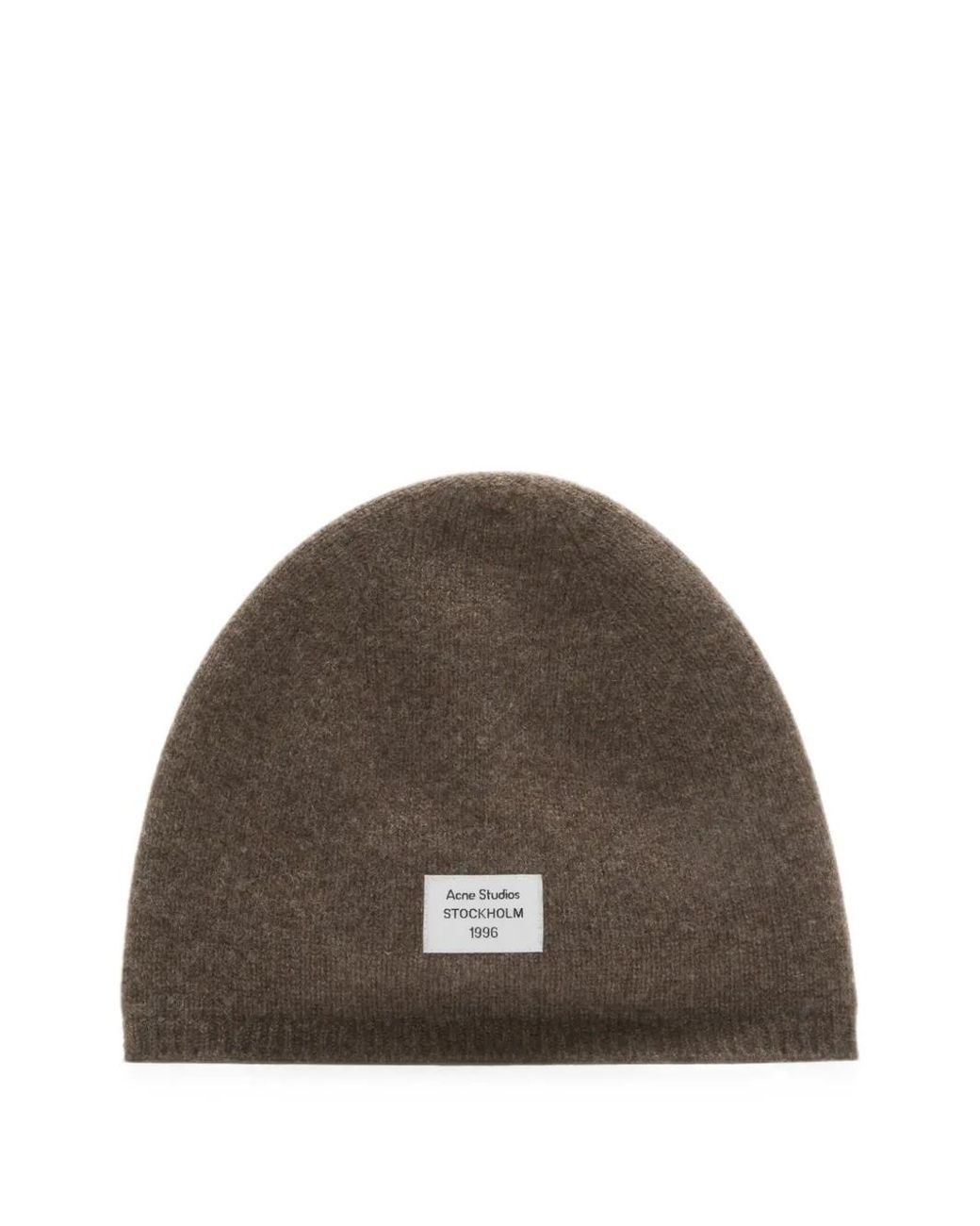Acne Brown Cashmere Beanie With Logo