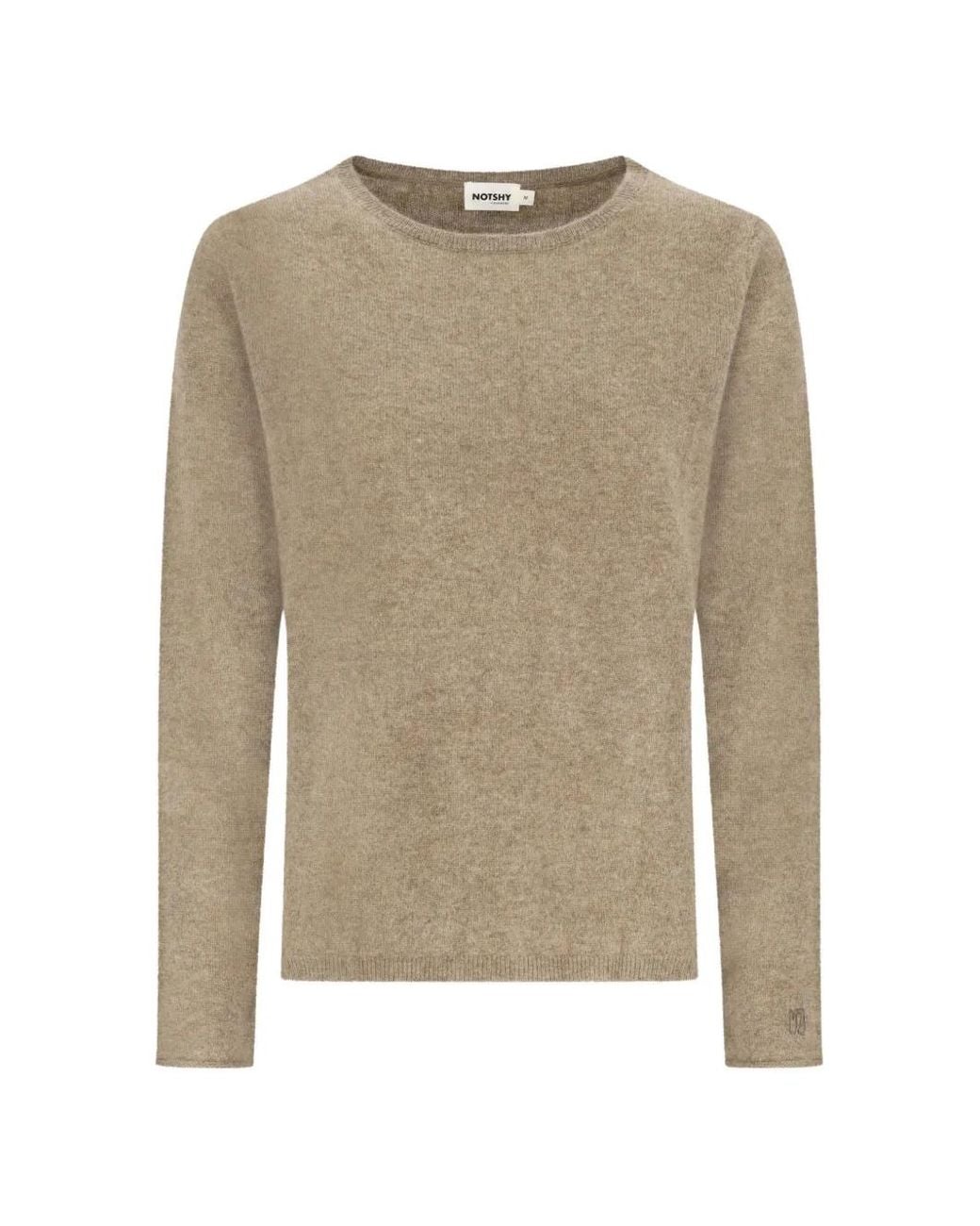 Not Shy Natural Becka Crew-Neck Fine-Knit Top