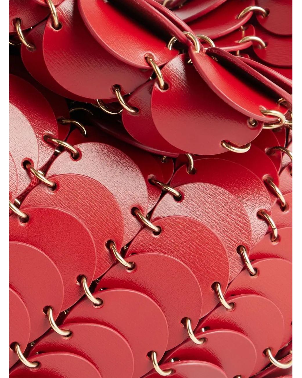 Rabanne Red Scale-Pattern Leather Shoulder Bag