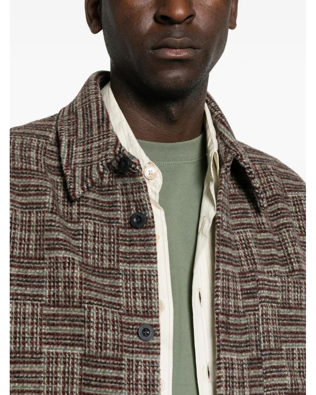 A.P.C. Brown Checked Button-Up Jacket for men