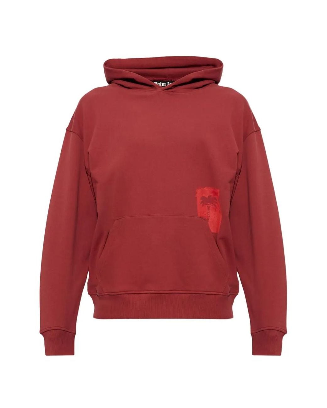 Palm Angels Red Palm-Print Hoodie for men