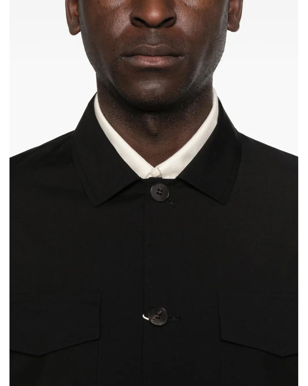 Grayed Black Voyager Buttoned Overshirt for men