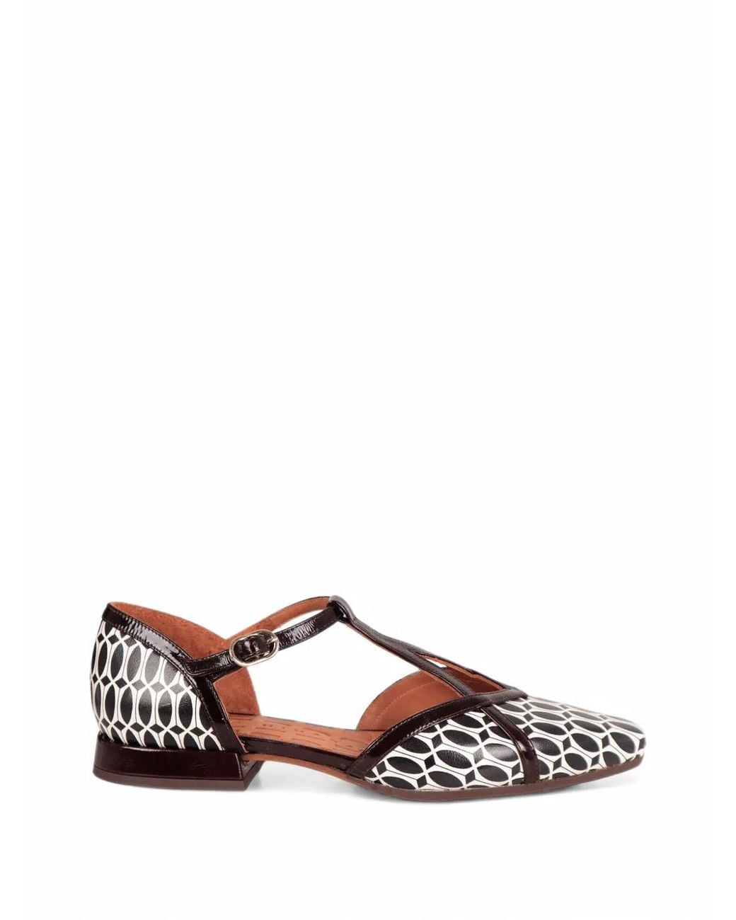 Chie Mihara White Gidena Geometric-Print T-Bar Sandals