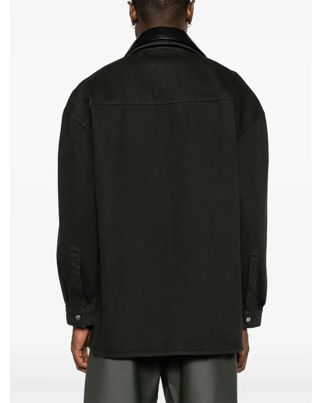 Nanushka Black Detachable-Collar Denim Jacket