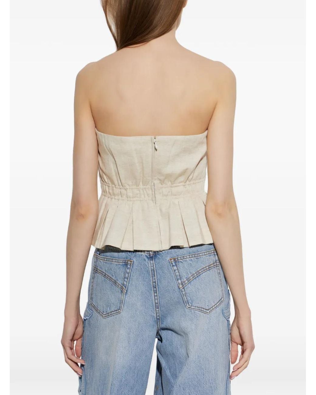Gestuz White Riava Pleated Strapless Top
