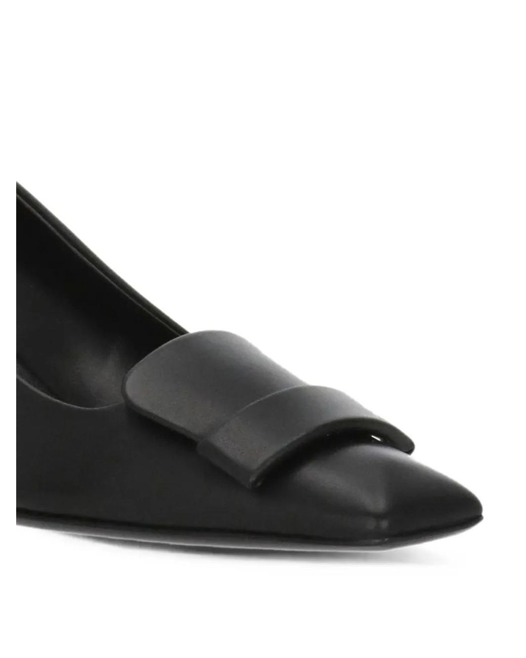 Sergio Rossi Black Plaque-Detail Squared-Toe Heeled Pumps