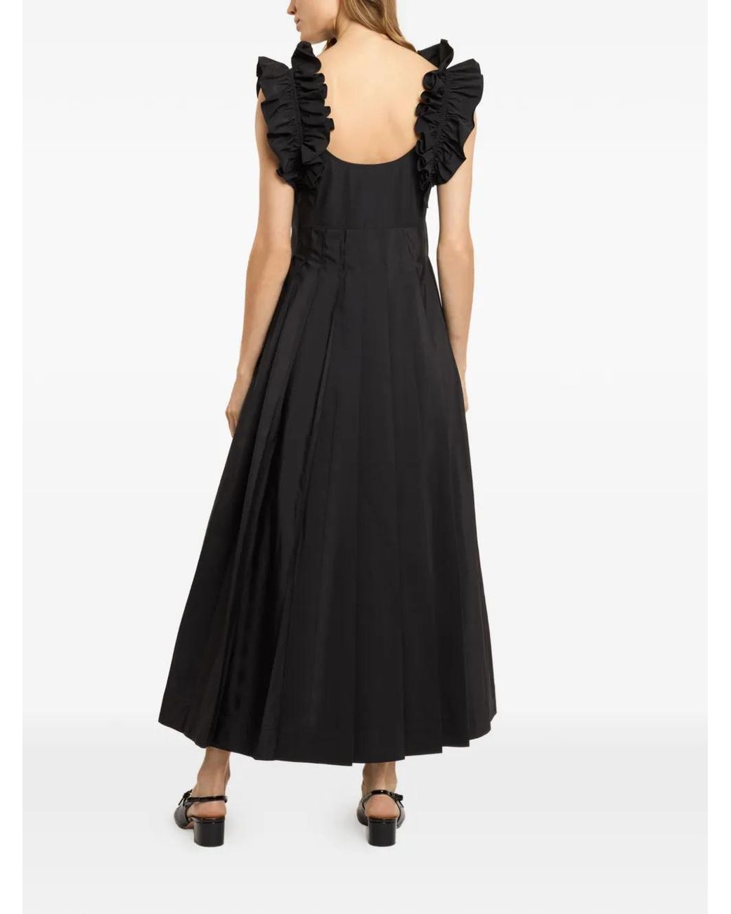 Cinq À Sept Black Ruffled Pleated Dress