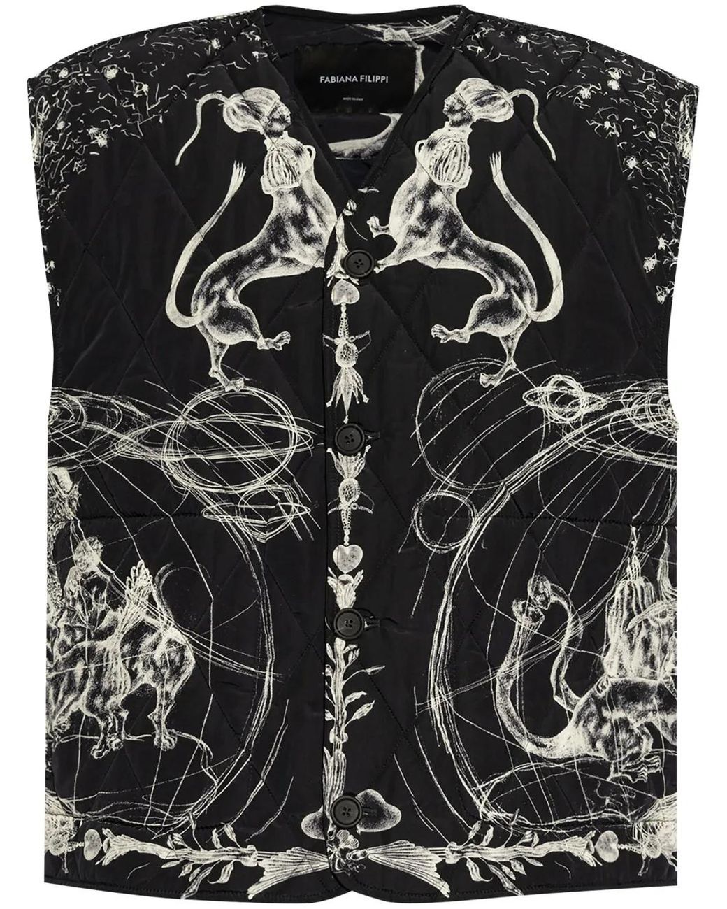 Fabiana Filippi Black Animal-Motifs Quilted Gilet