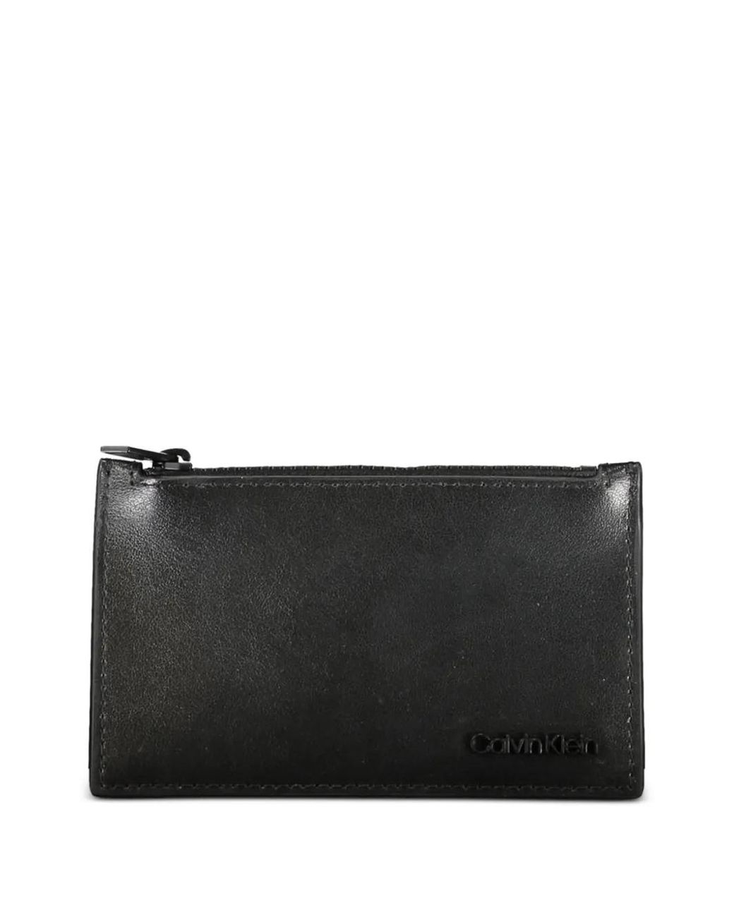 Calvin Klein Black Logo-Debossed Leather Wallet for men