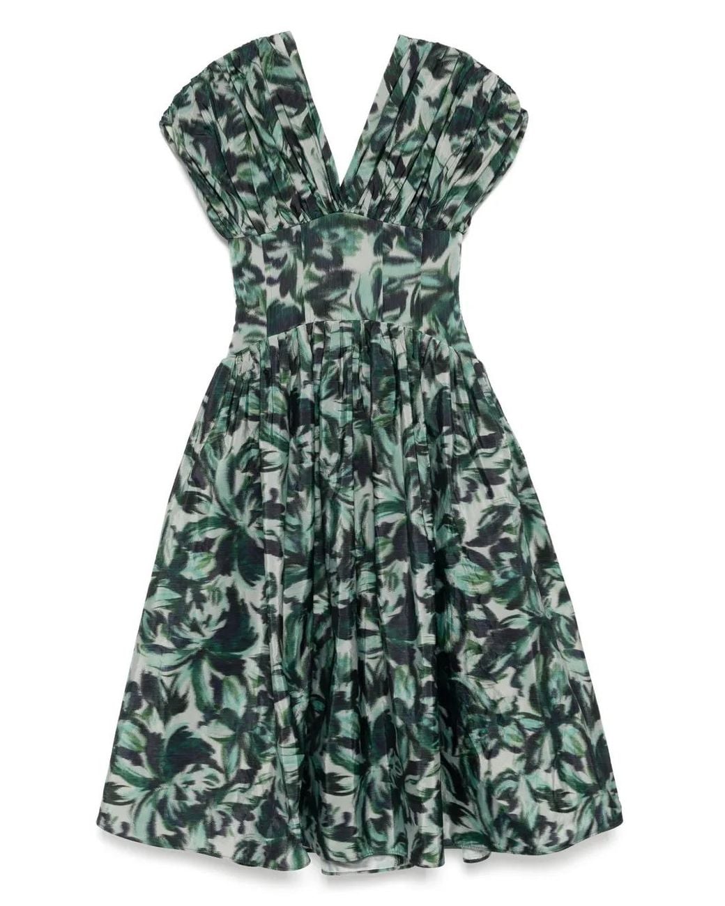 Amsale Green Drop-Waist Corset Dress