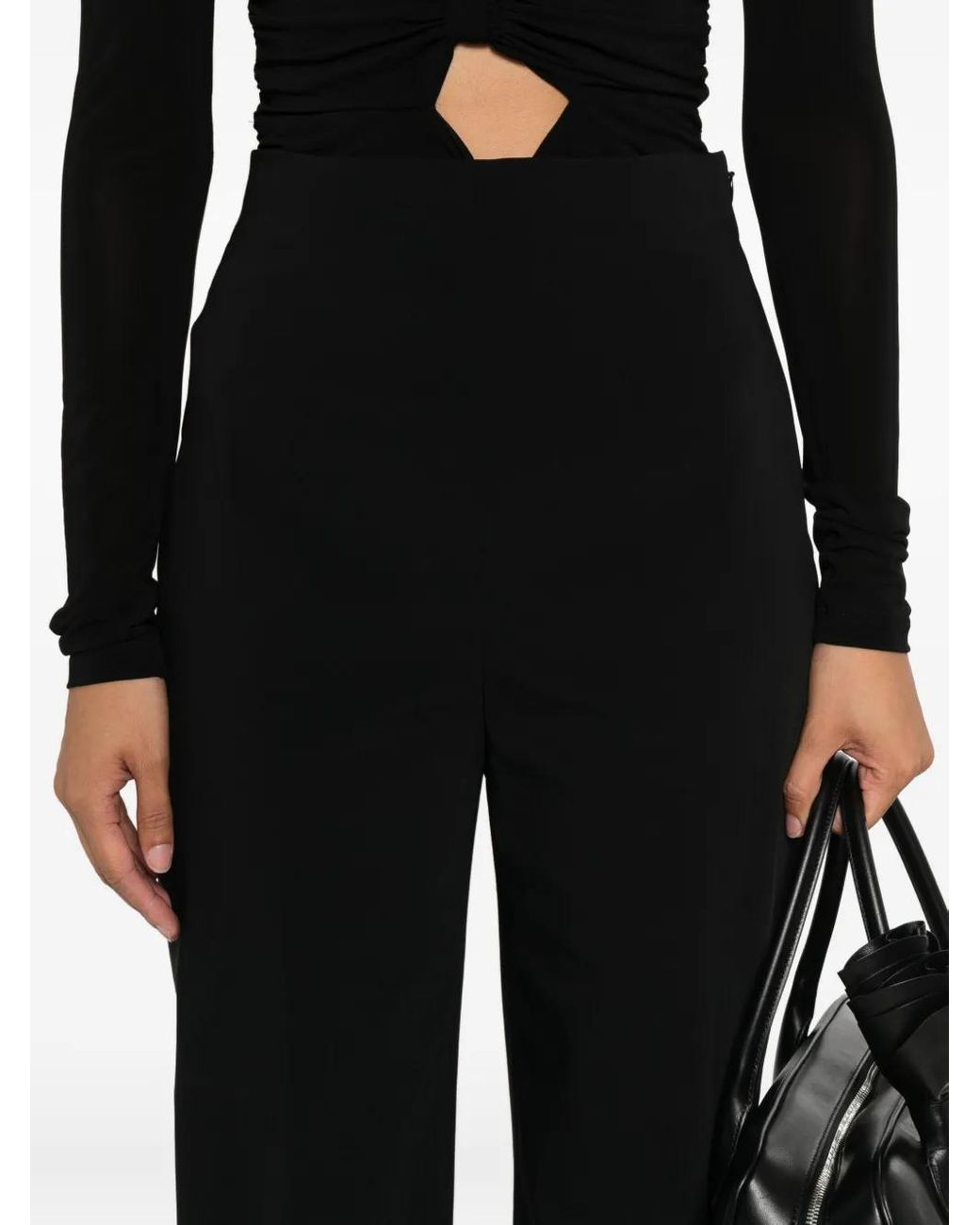 Alberta Ferretti Black Straight-Leg Trousers