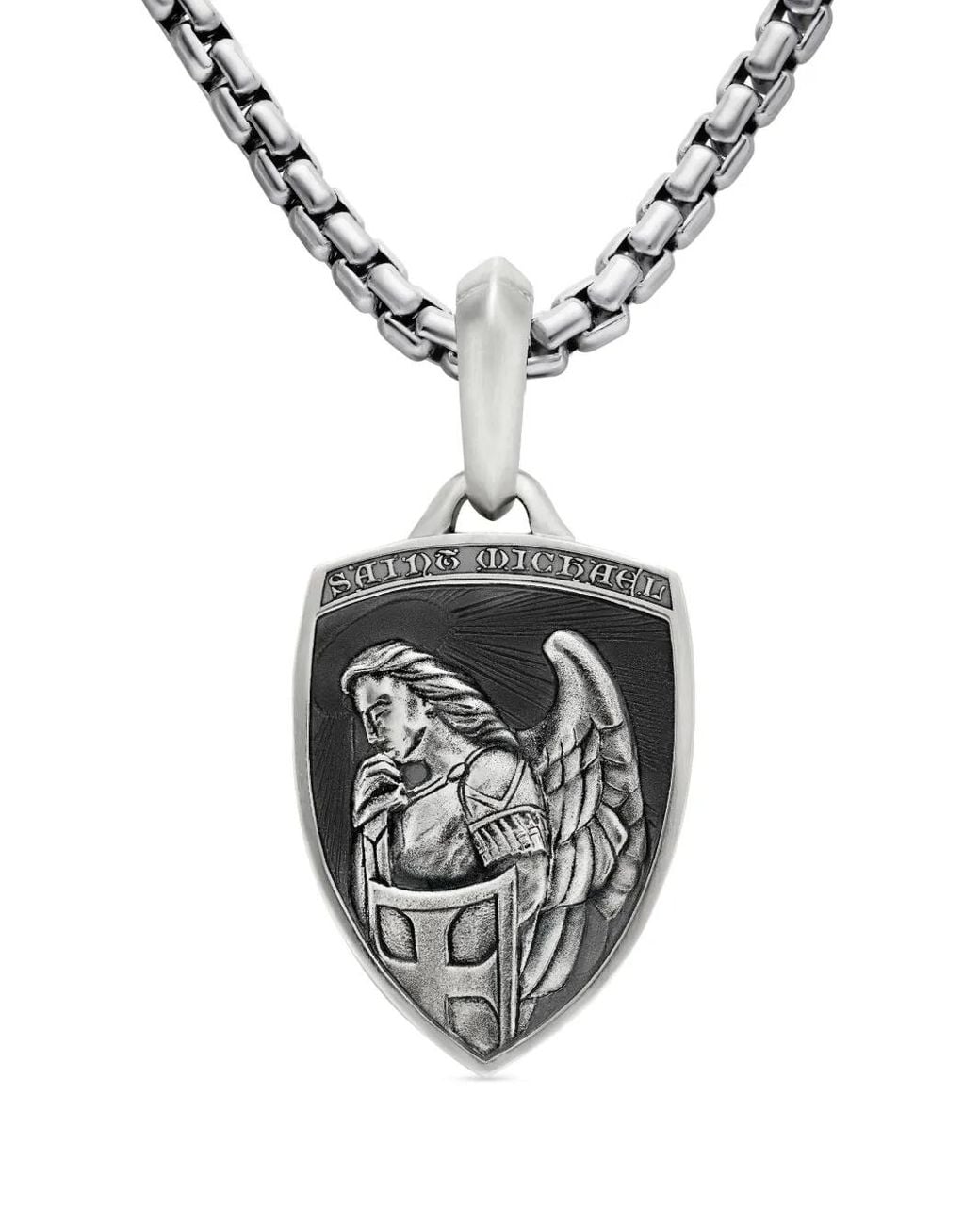 David Yurman White Sterling St. Michael Amulet (26Mm) for men