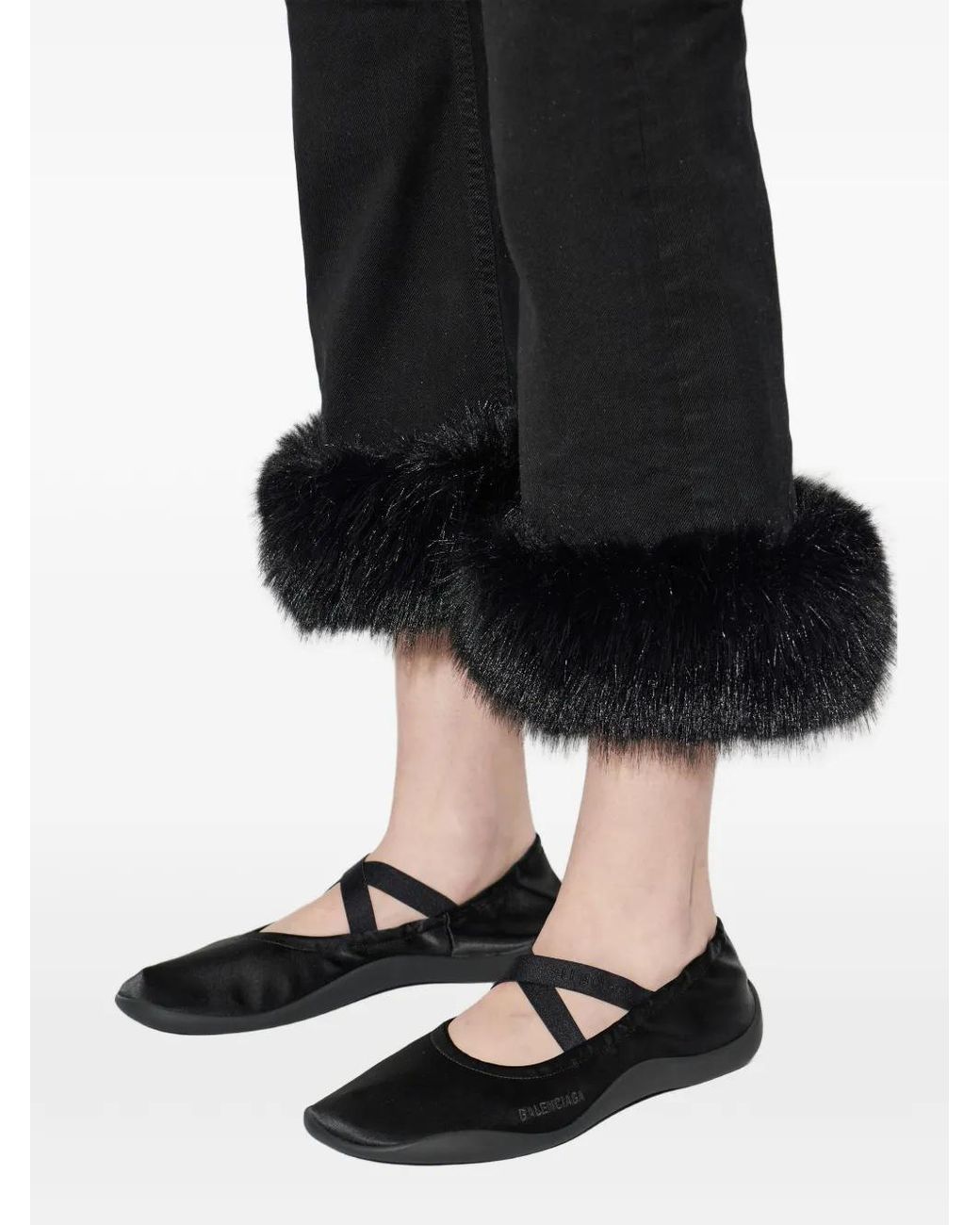 Balenciaga White Shibuya Cross-Strap Ballet Flats