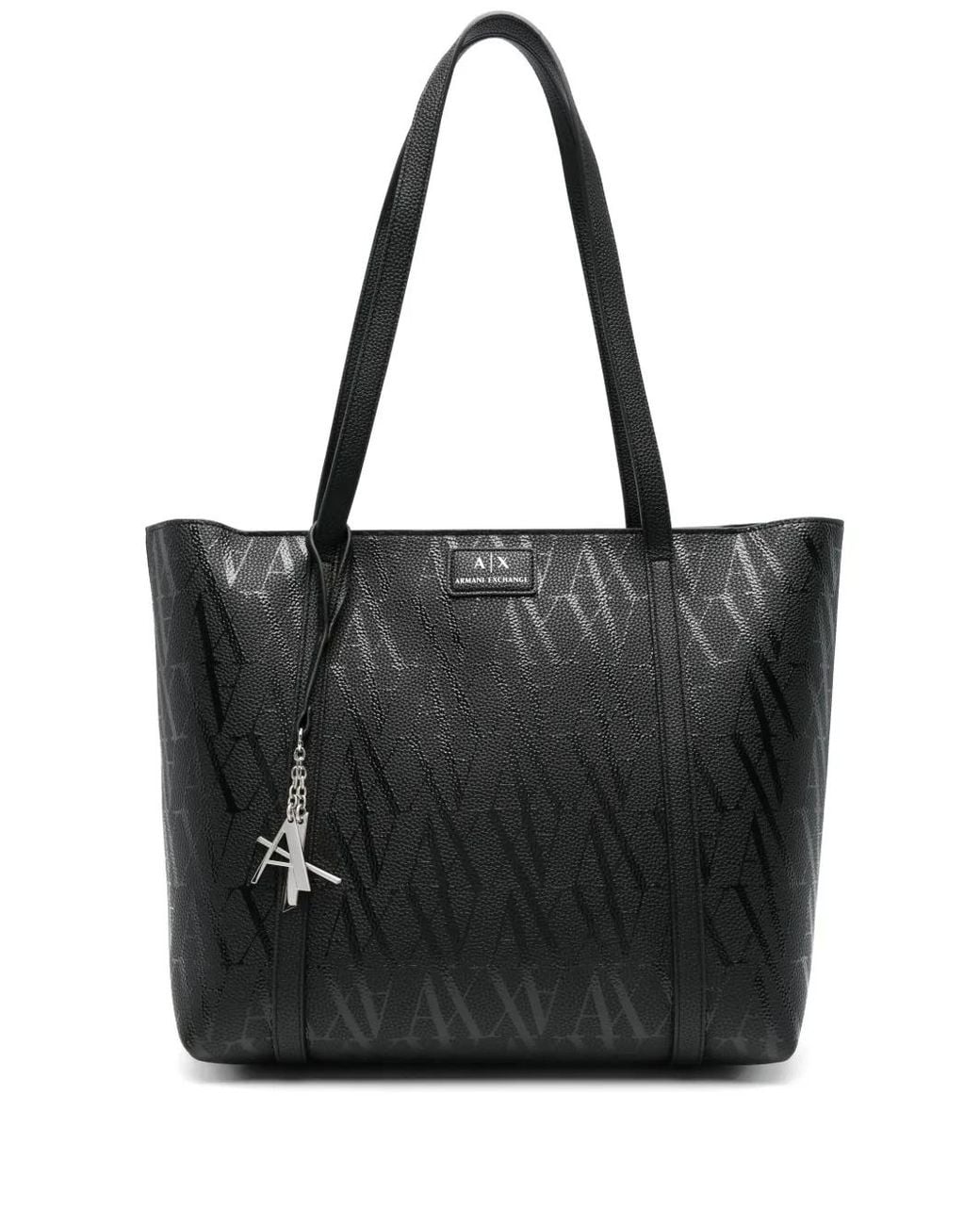 ARMANI EXCHANGE Black Logo-Pattern Tote Bag
