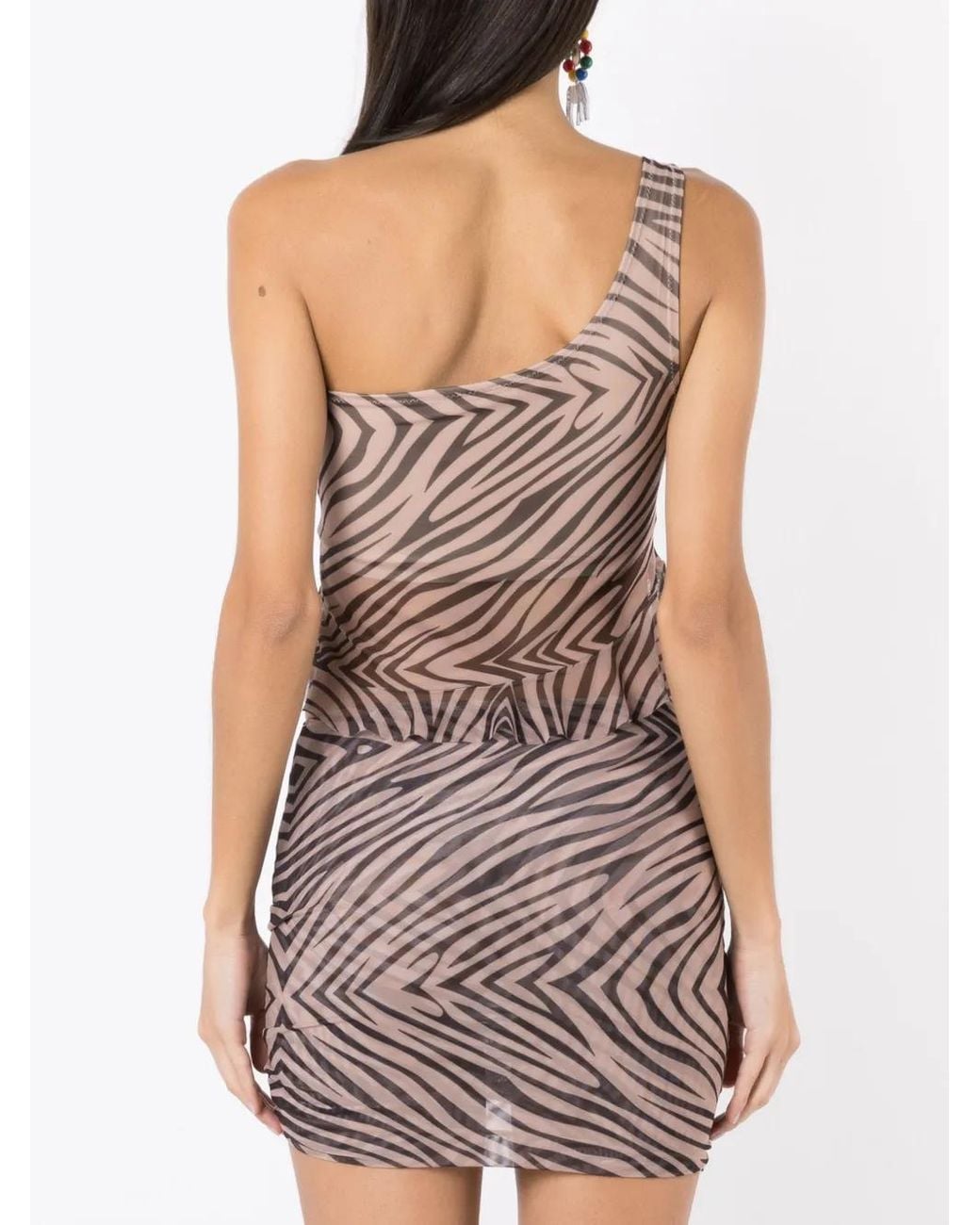 Amir Slama Pink Animal-Pattern One-Shoulder Top