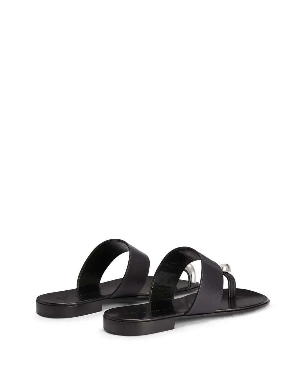 Giuseppe Zanotti Black Norbert Leather Toe-Loop Sandals for men