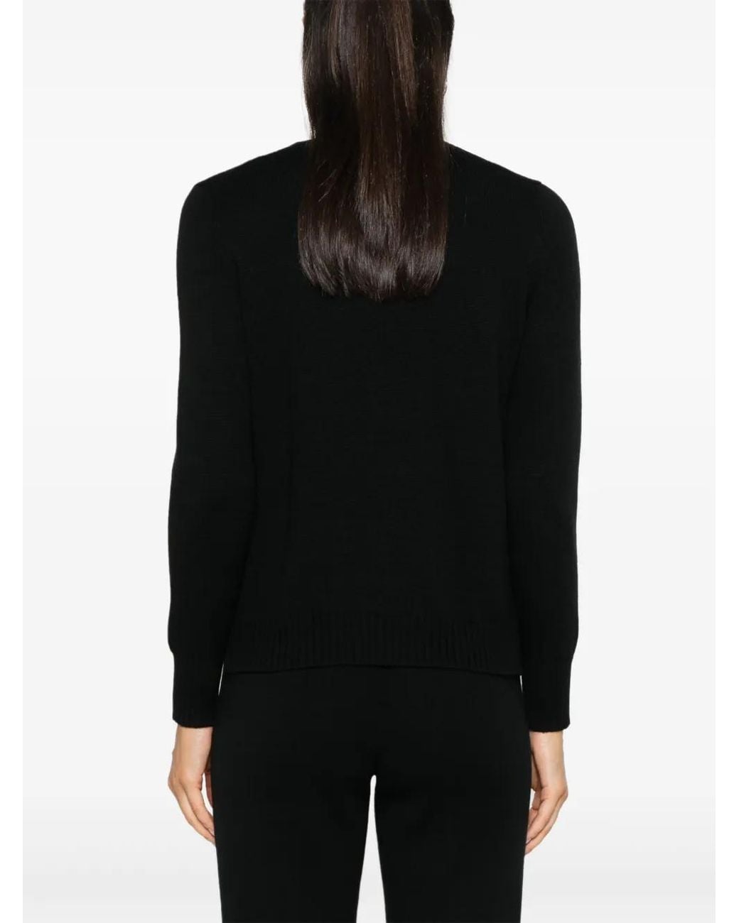 Blanca Vita Black Ribbed-Knit Sweater