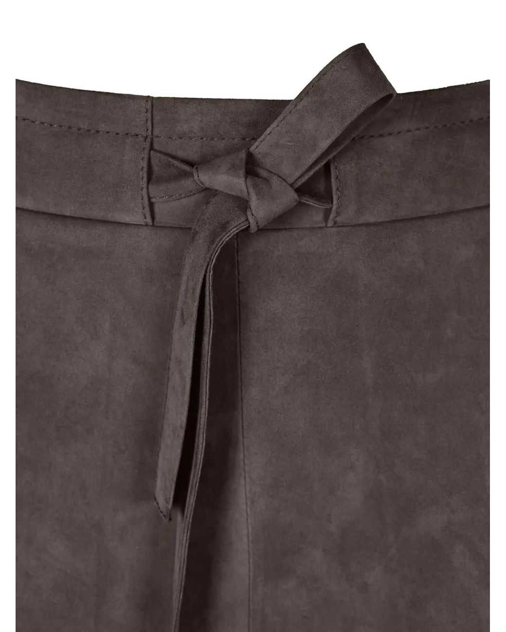 Desa Nineteenseventytwo Brown Tie-Waist Suede Palazzo Trousers
