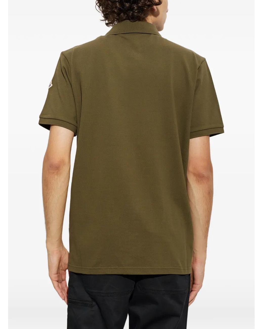Moncler Green Logo-Patch Polo Shirt for men