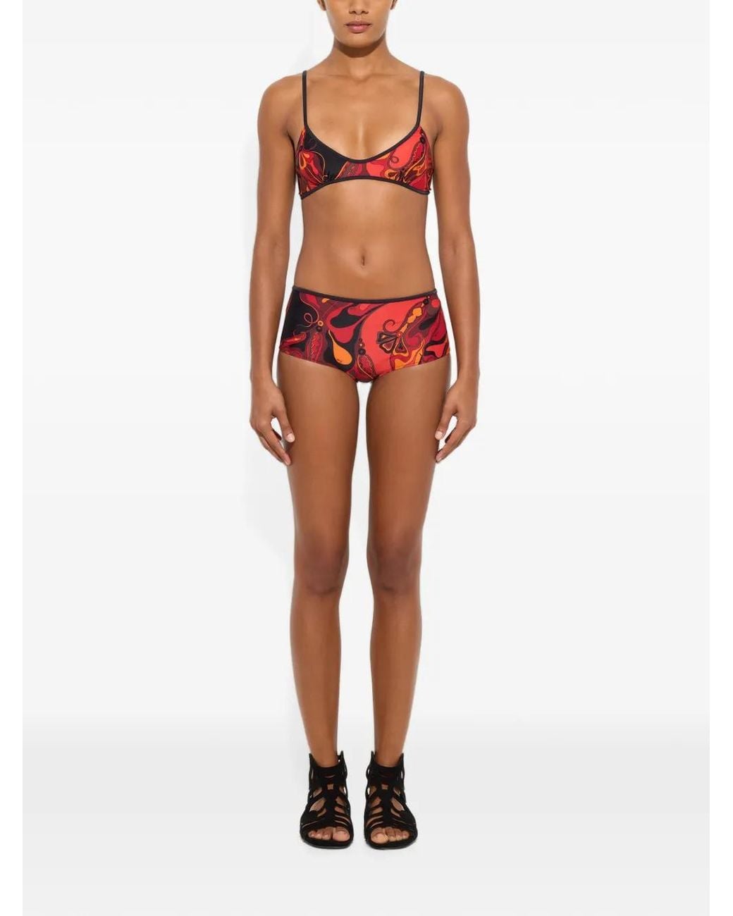 Emilio Pucci Red Orchidee-Print Bikini Bottom