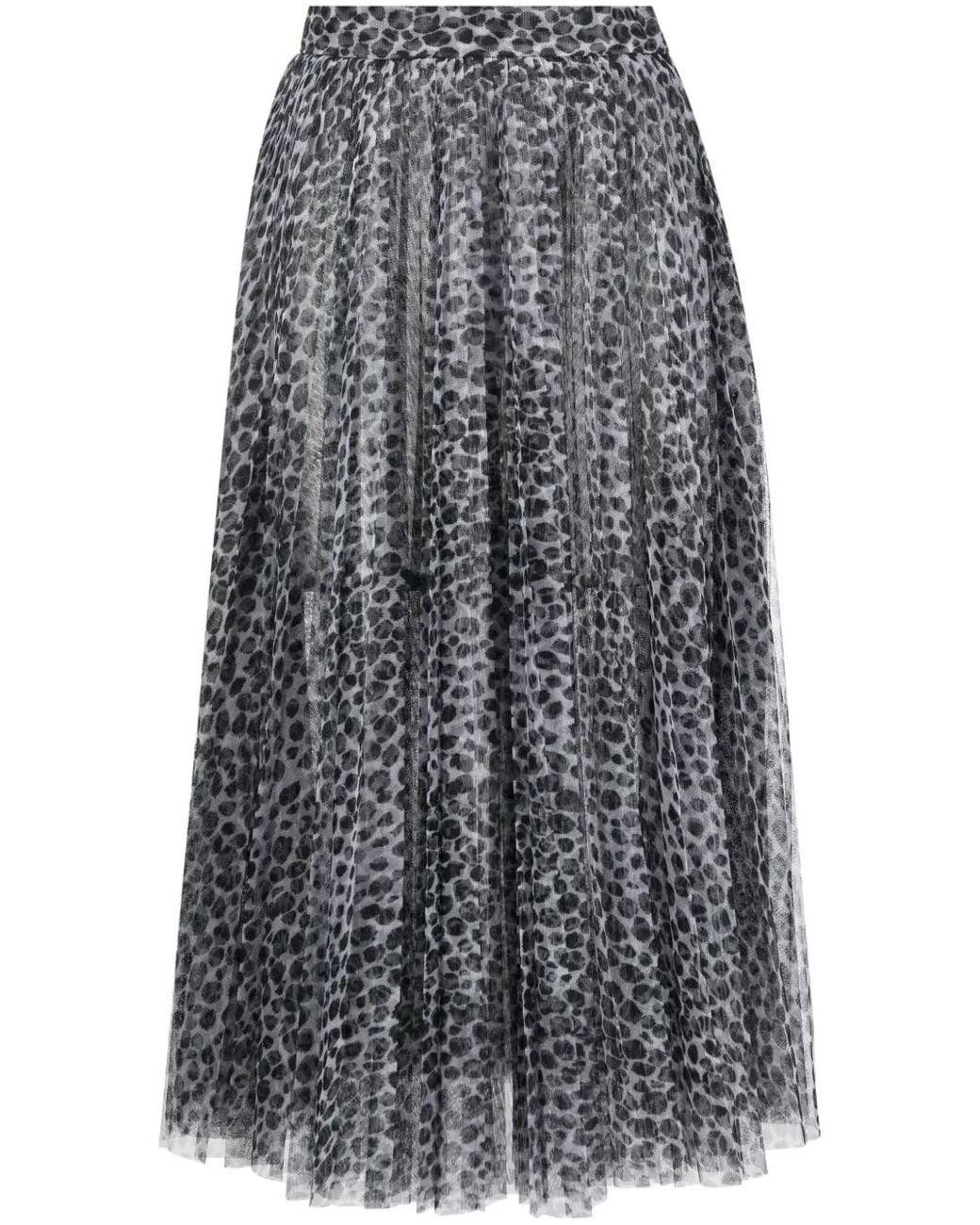 Philosophy Di Lorenzo Serafini Gray Animal-Print Pleated Midi Skirt