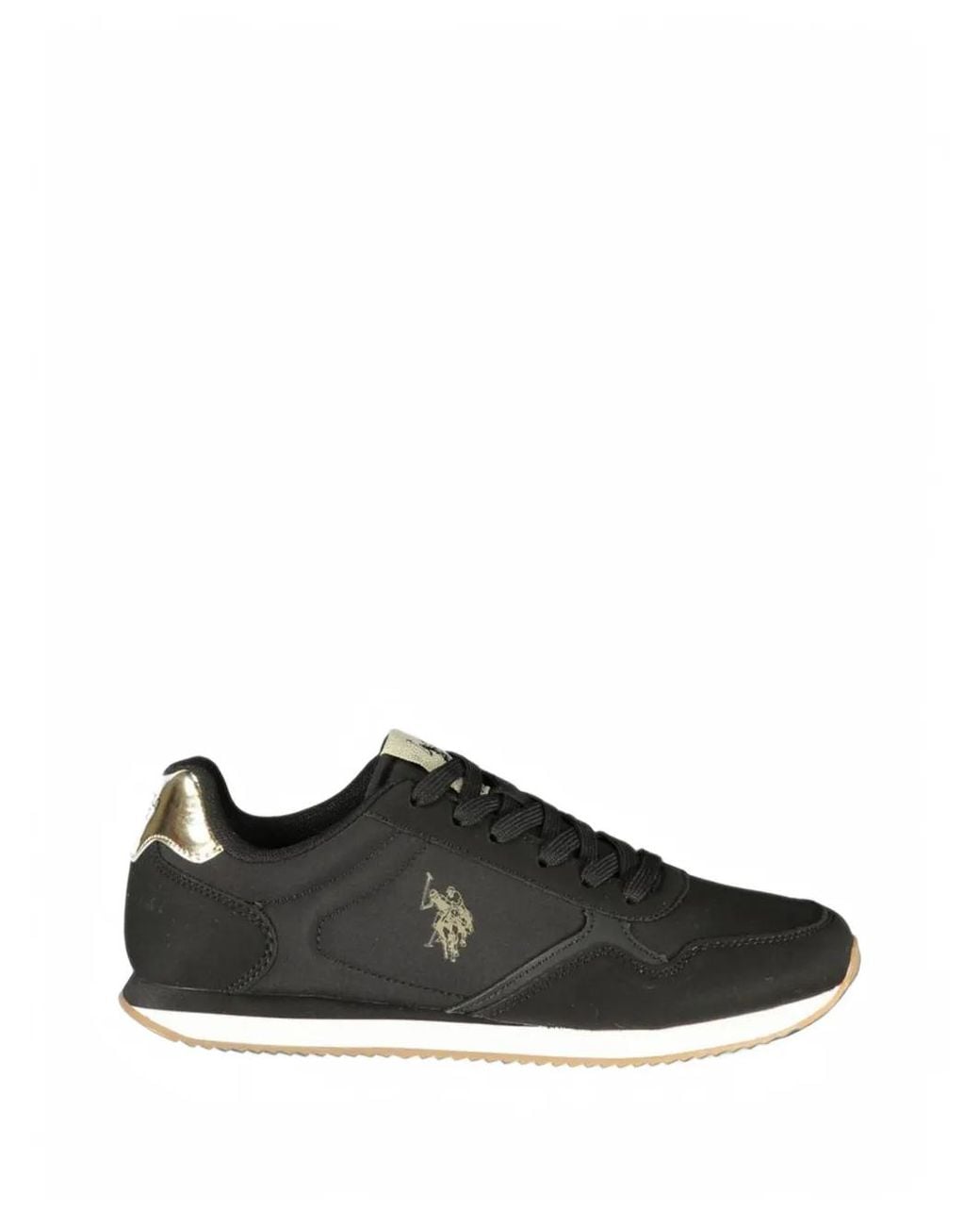 U.S. POLO ASSN. Black Logo-Print Metallic-Panel Sneakers