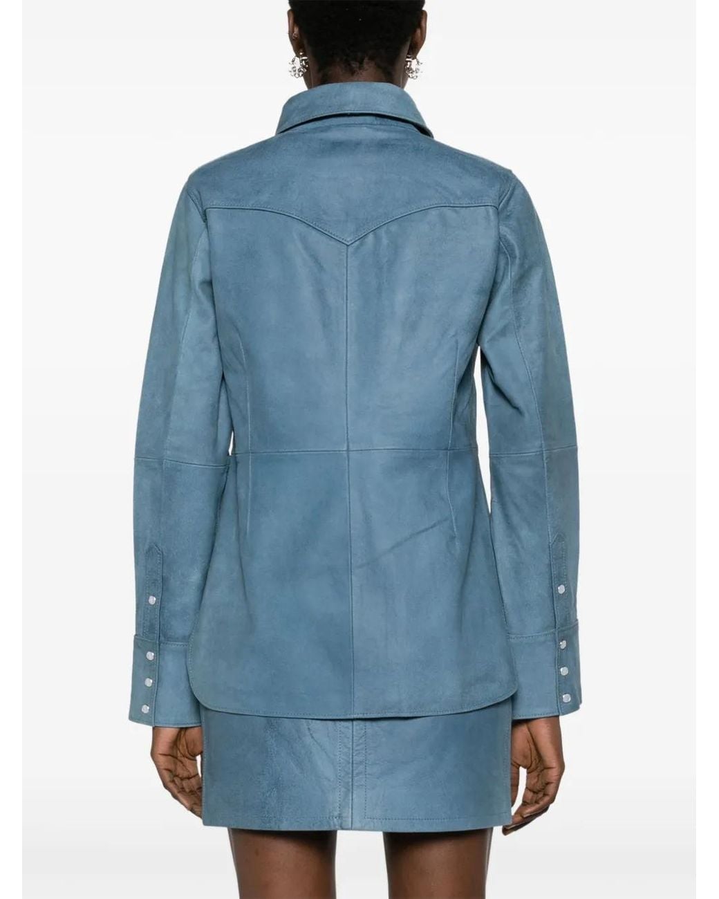 Stand Studio Blue Western Leather Shirt