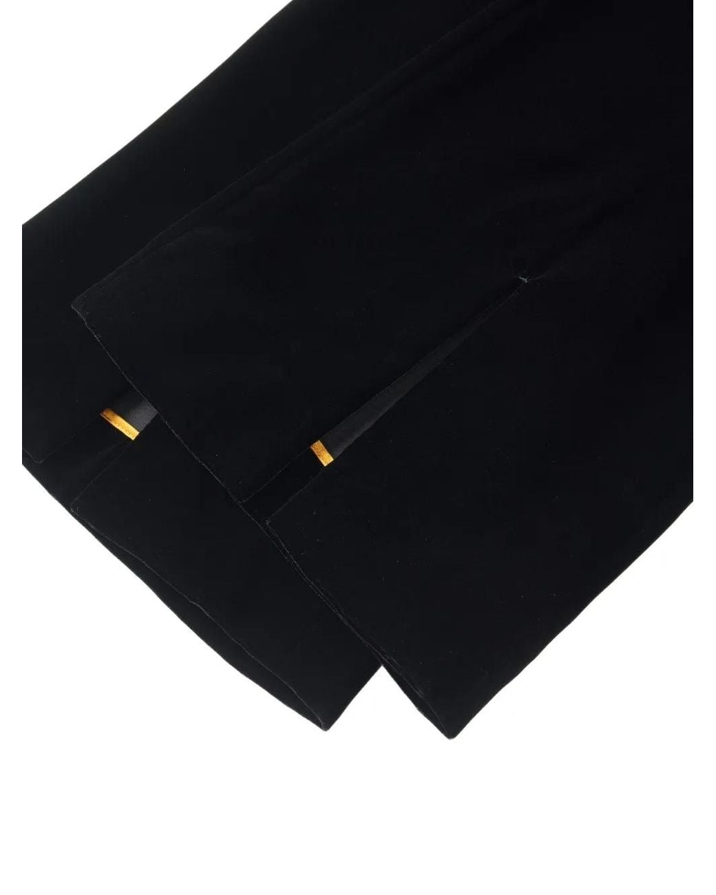 Shanghai Tang Black Meow Meow Velvet-Effect Slit-Hem Trousers
