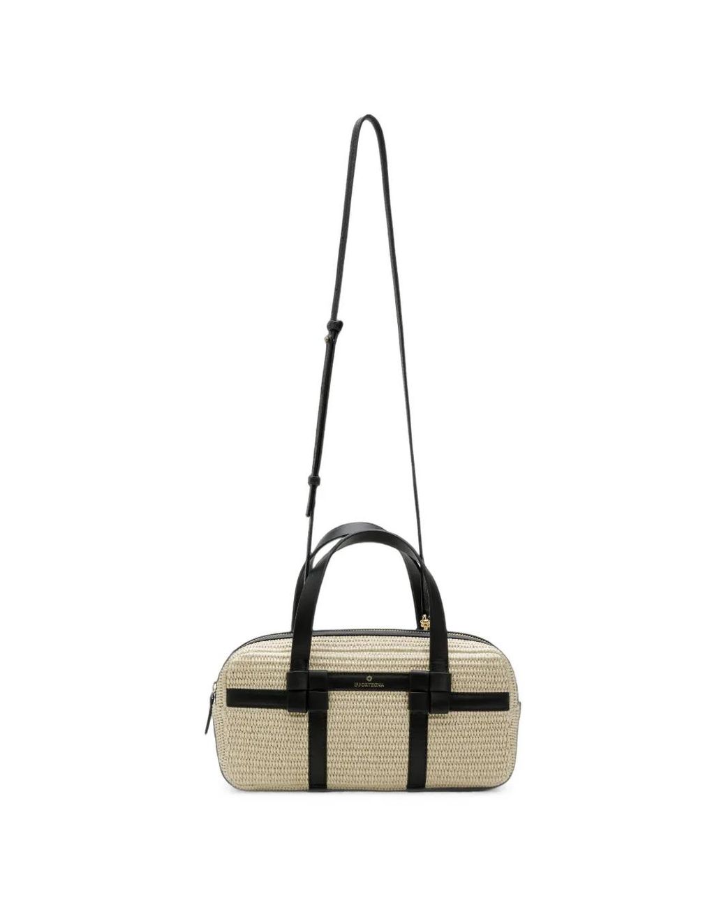 La Portegna Black Bibi Knotted-Detail Jute Tote Bag