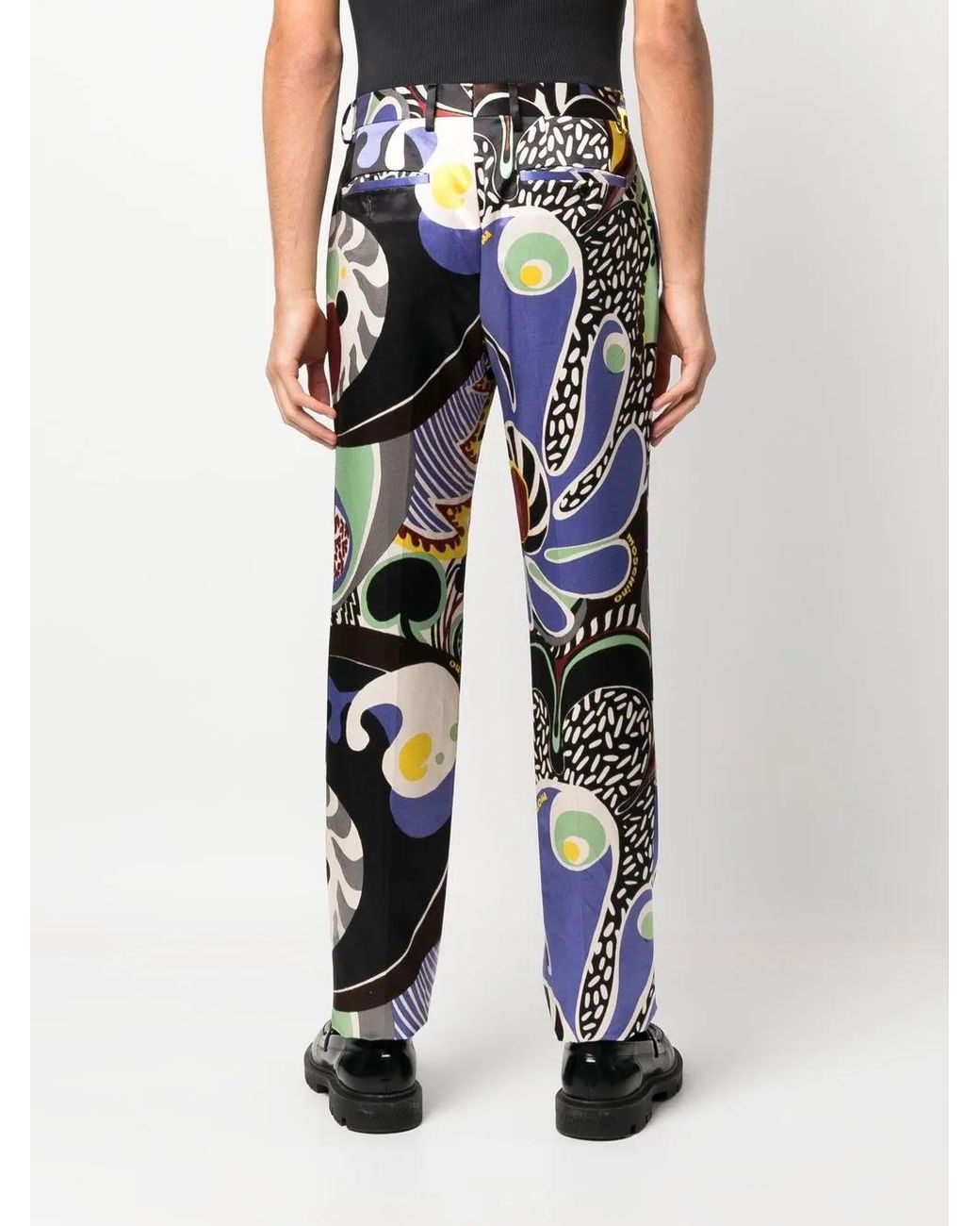 Moschino Blue Graphic-Print Tailored Trousers for men