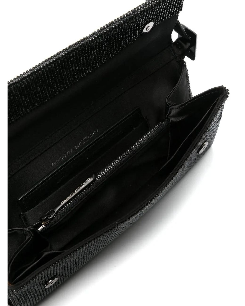 Benedetta Bruzziches Black Vittissima La Grande Crystal-Embellished Shoulder Bag