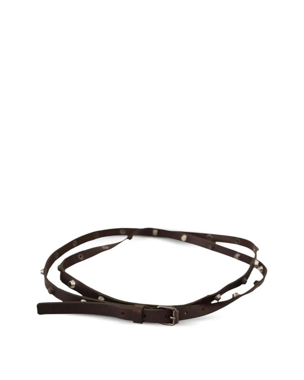CoSTUME NATIONAL Brown Stud-Embellished Leather Belt