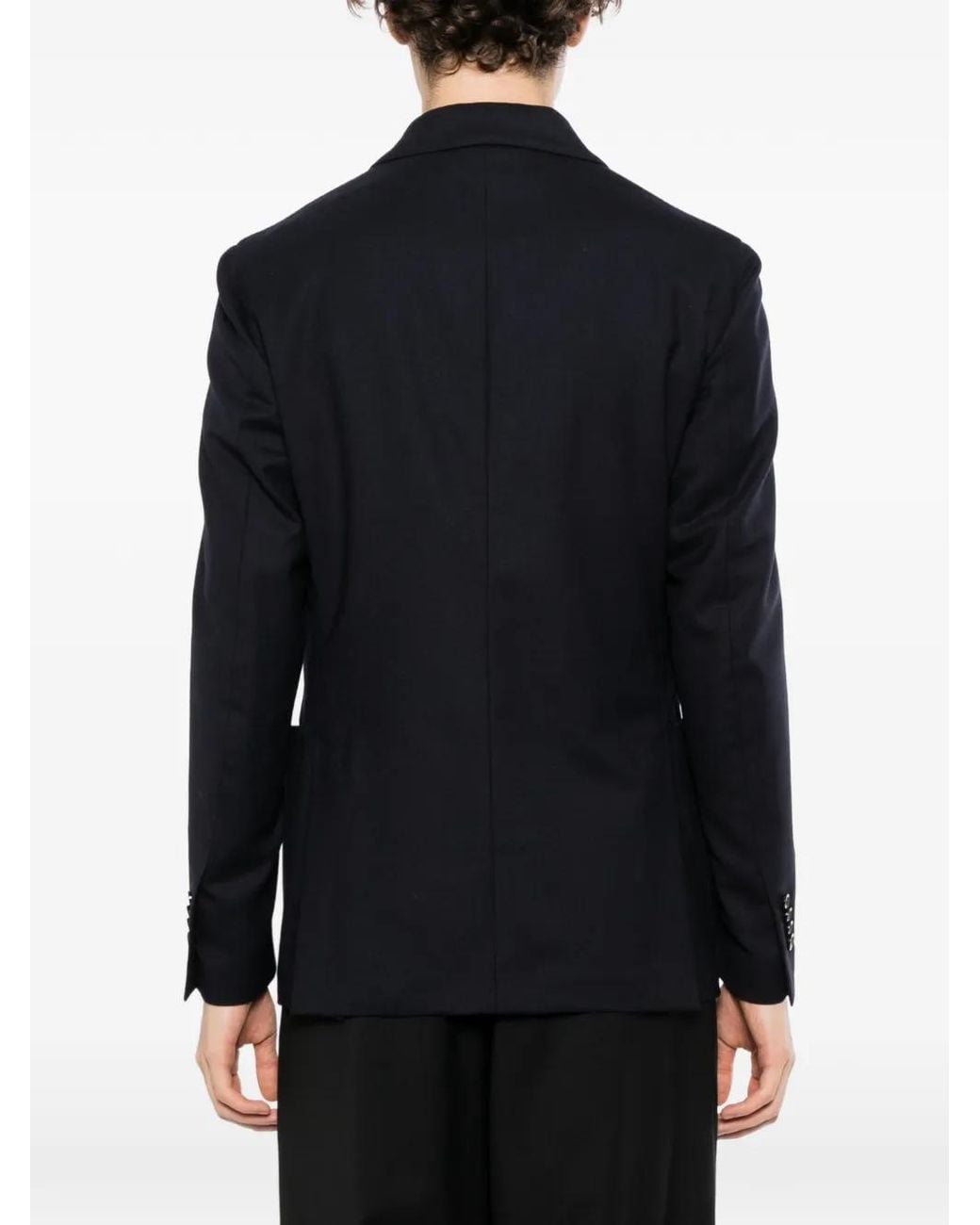 Lardini Black Double-Breasted Peak-Lapel Blazer for men