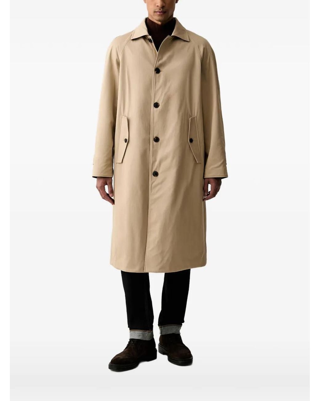 Trussardi Natural Reversible Herringbone-Pattern Coat for men