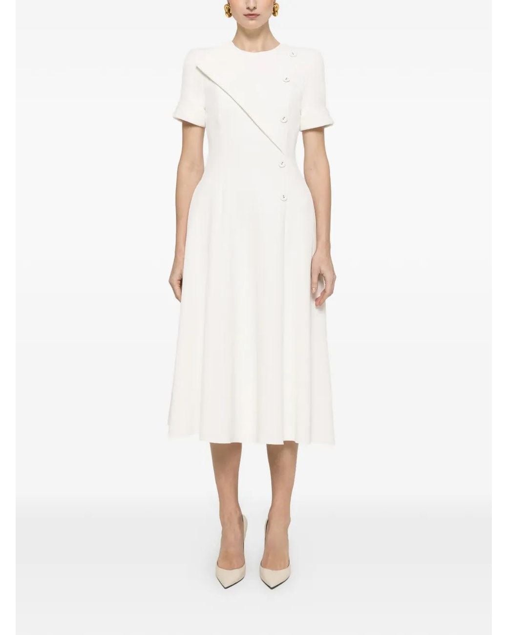 Nissa White A-Line Midi Dress