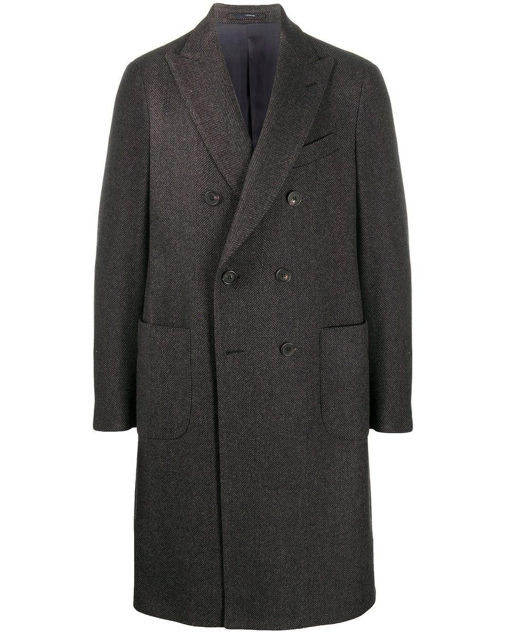 Lardini Long-sleeve Double Breasted Coat in Blue for Men - Lyst