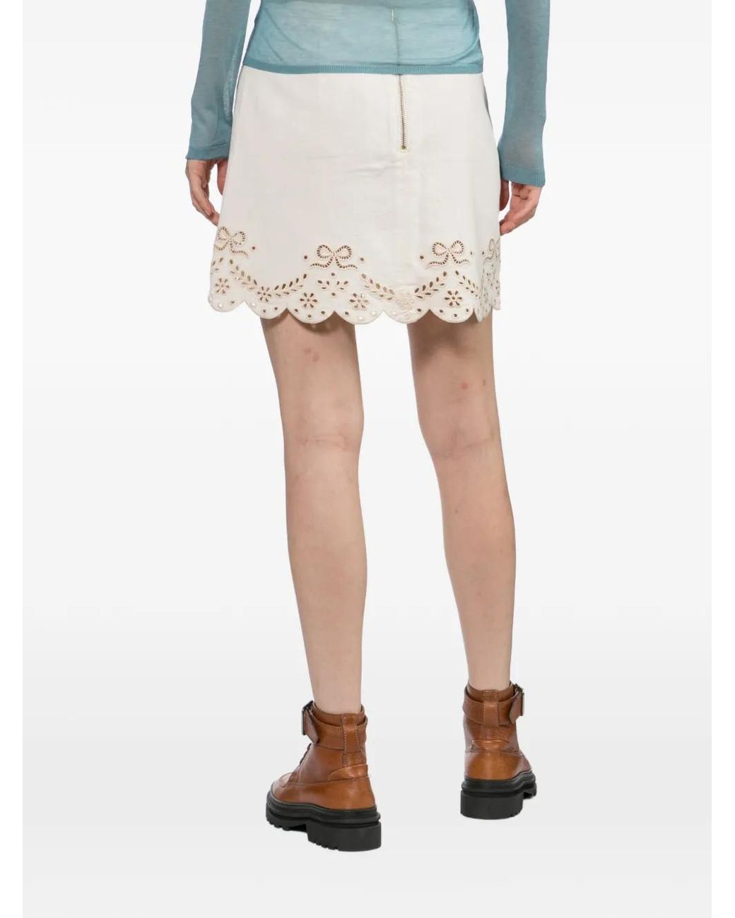 Self-Portrait White Broderie Mini Skirt