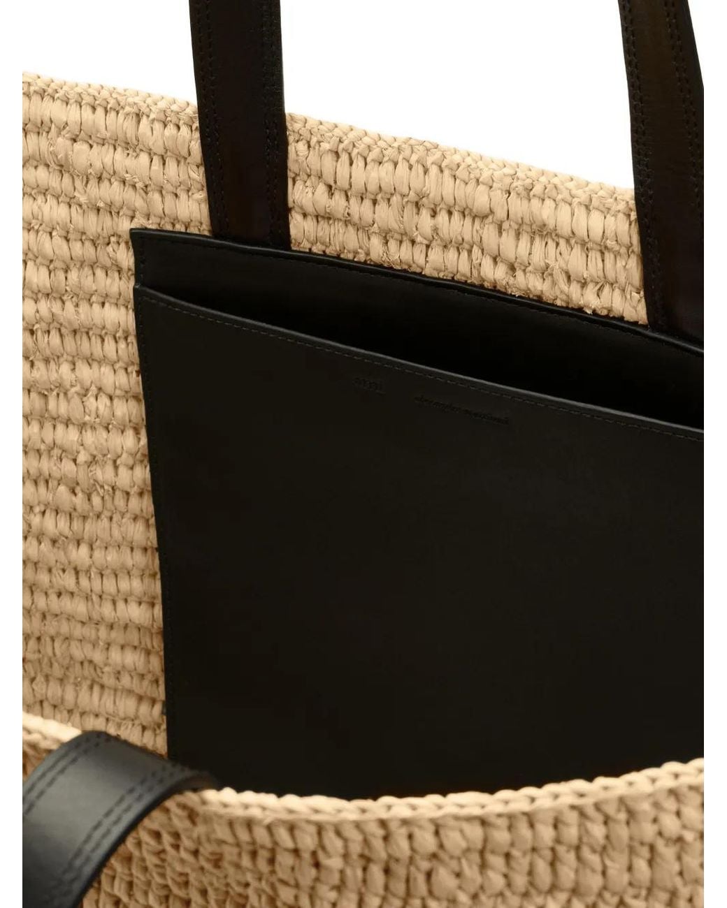 AMI Natural Large Ami De Coeur Raffia Tote Bag