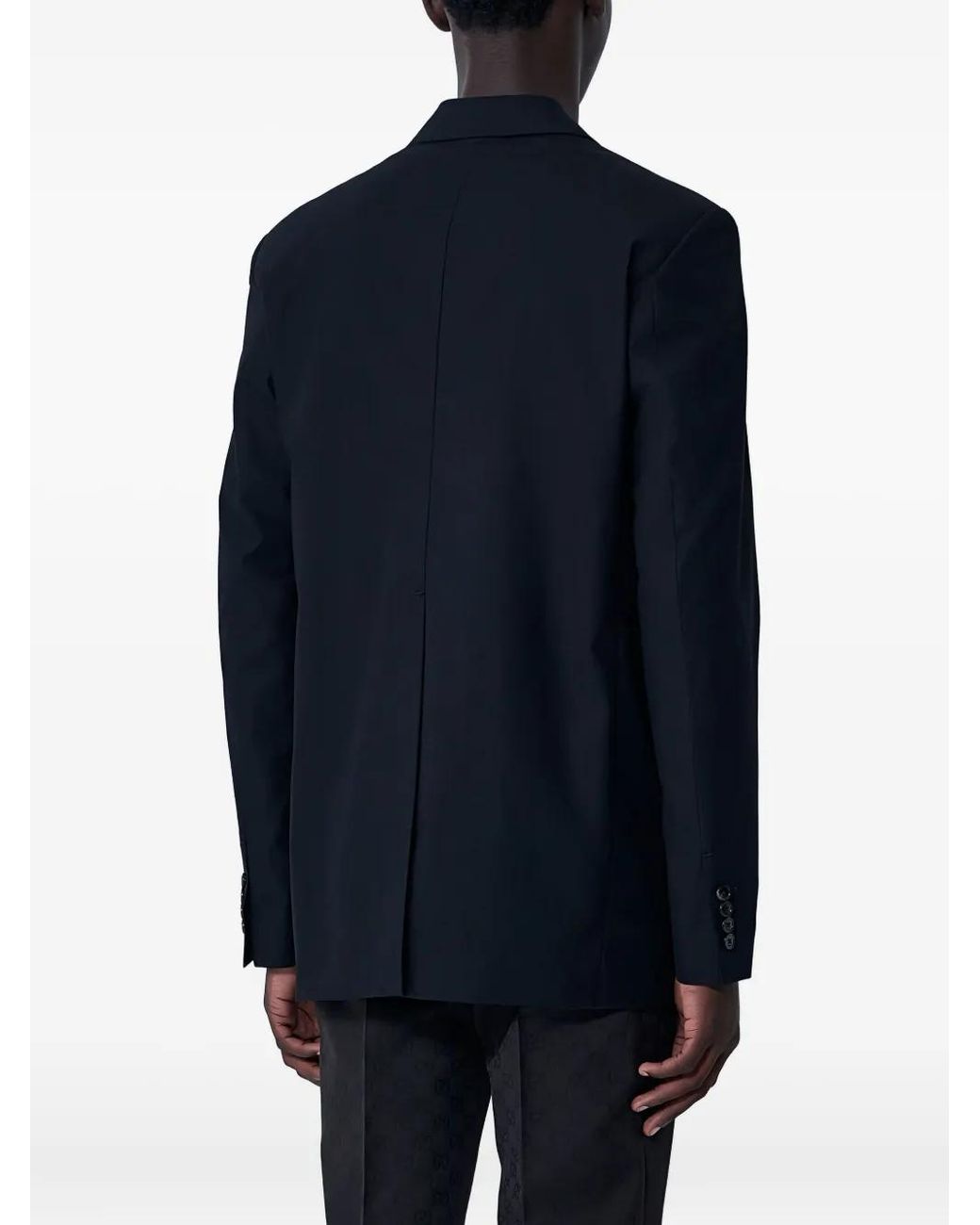 Gucci Blue Double-Breasted Notched-Lapel Blazer for men
