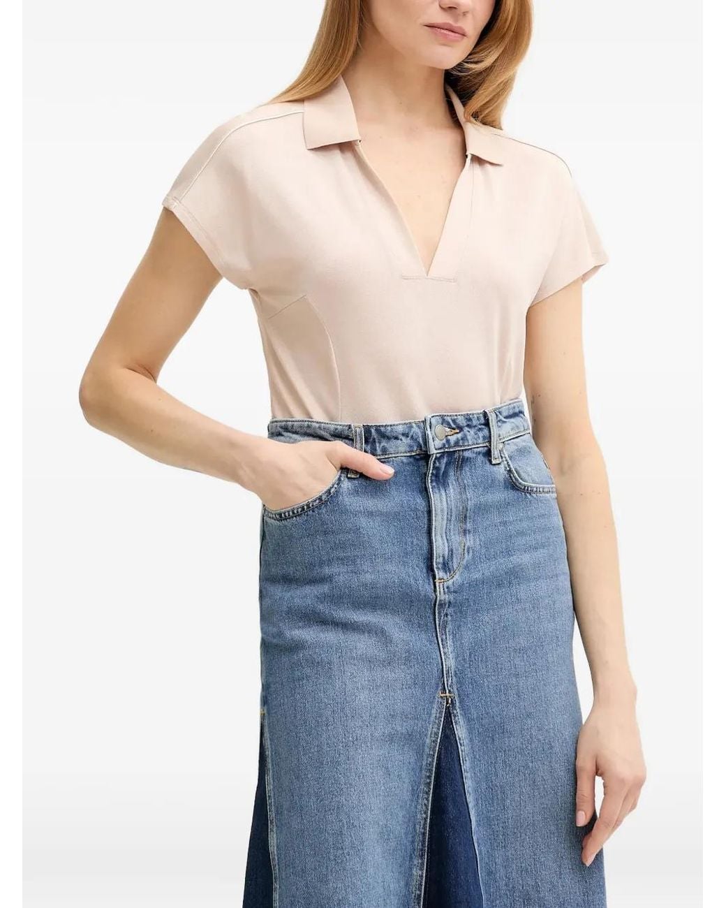 Liu Jo Blue V-Neck Short-Sleeve Top