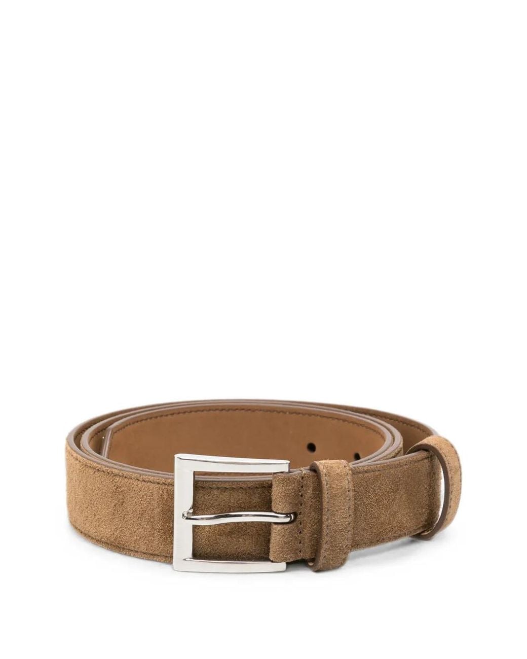 Prada Brown Logo-Plaque Suede Belt for men