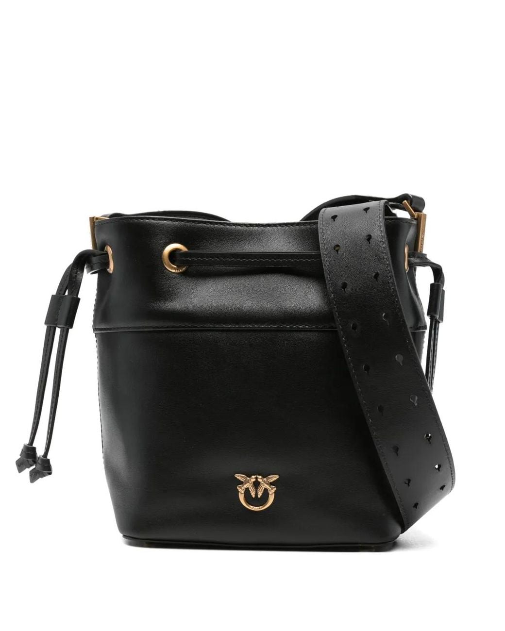 Pinko Black Love Birds Bucket Bag