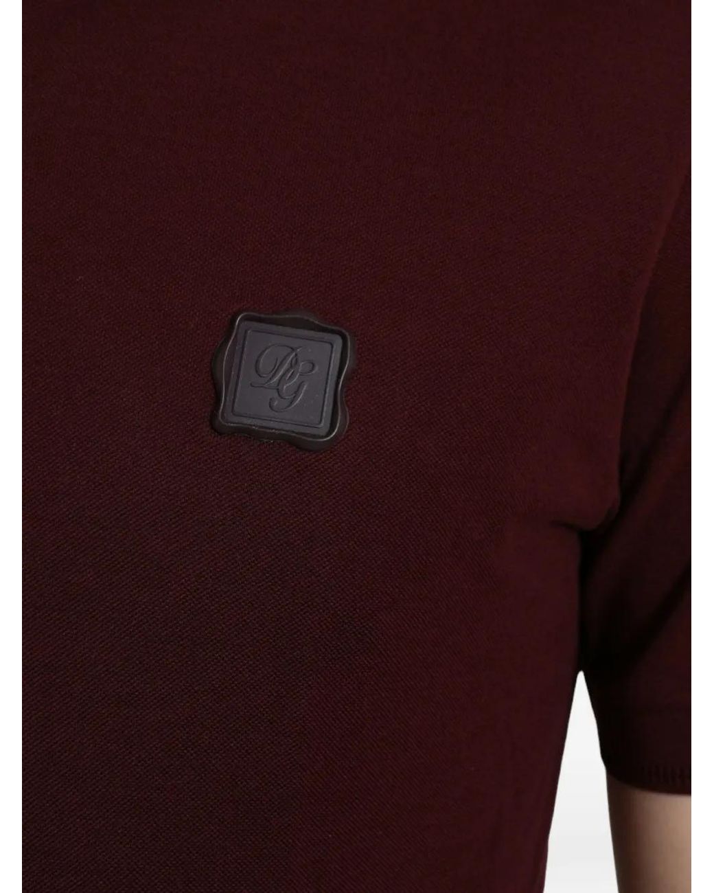 Dolce & Gabbana Red Logo-Patch Cotton Polo Shirt for men