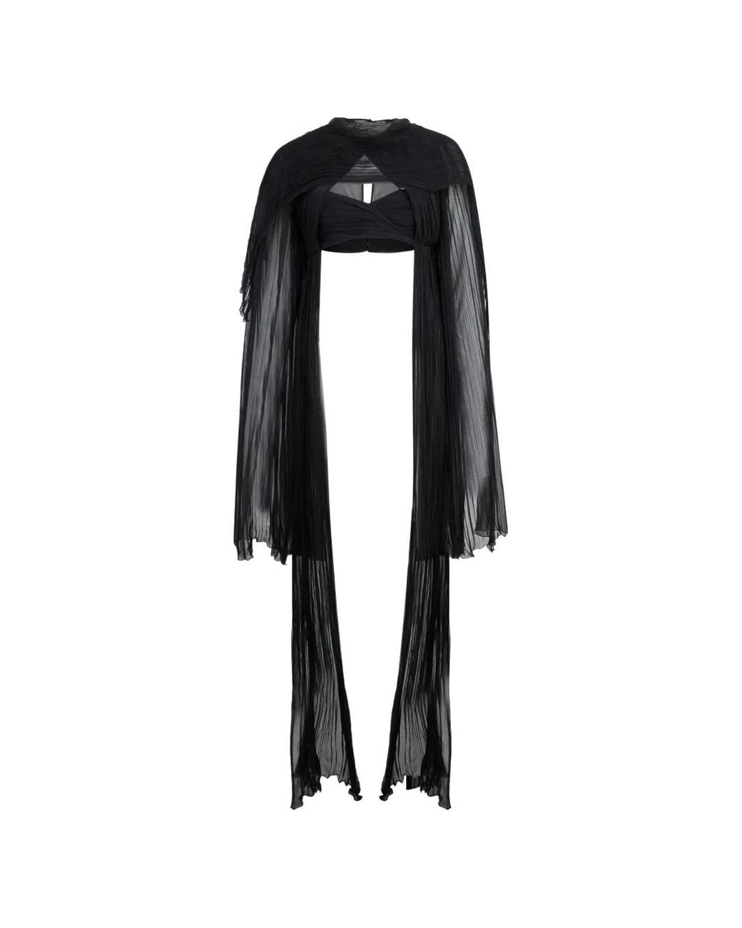 Alberta Ferretti Black Pleated Silk-Chiffon Top