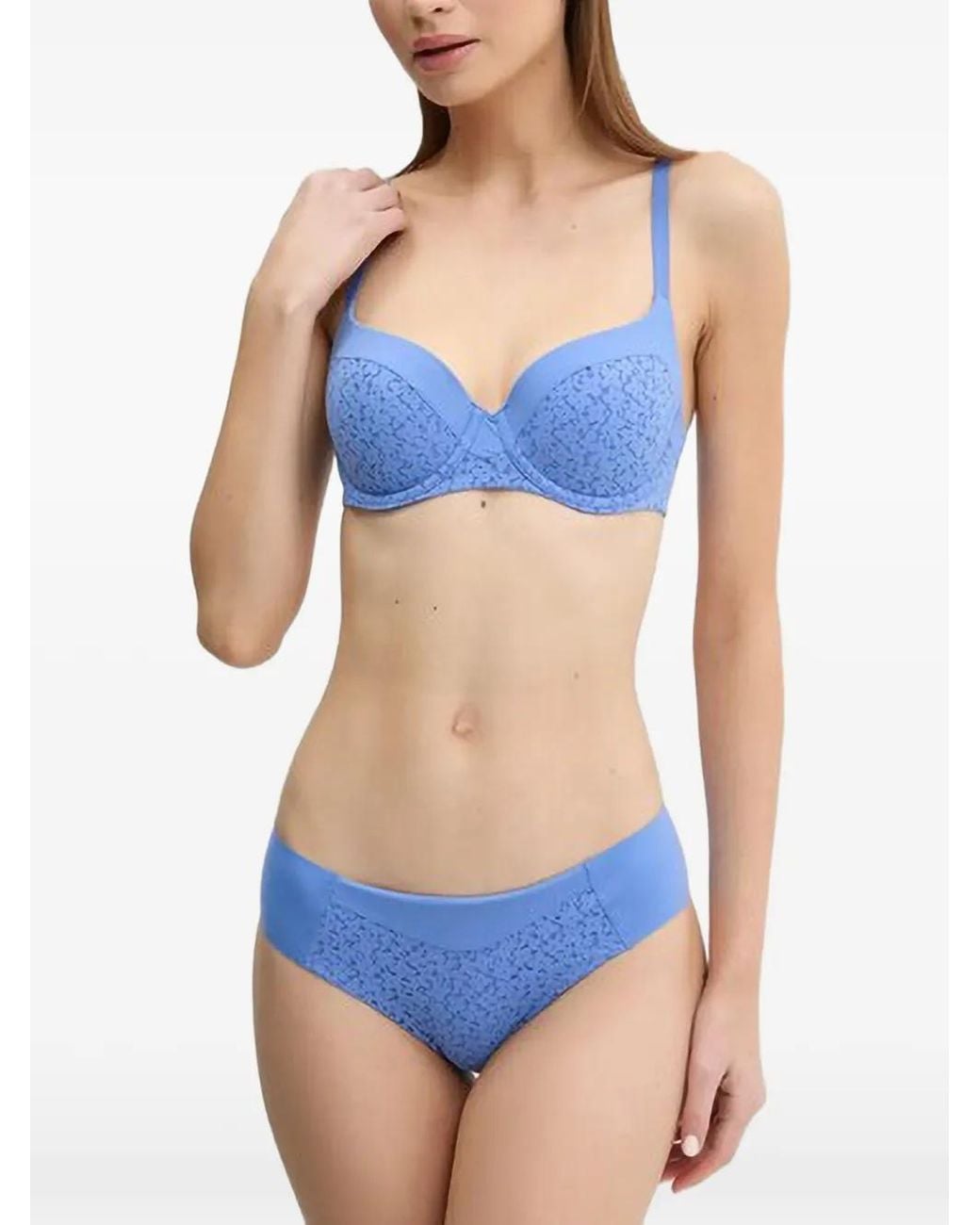Chantelle Blue Easyfeel Norah Floral-Lace Underwired Bra