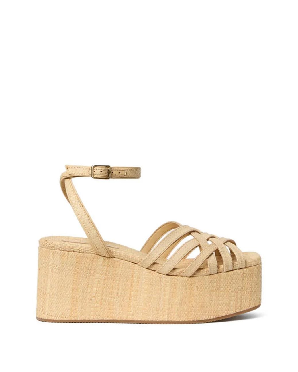 Loeffler Randall Natural Channing Platform Crossover Sandals