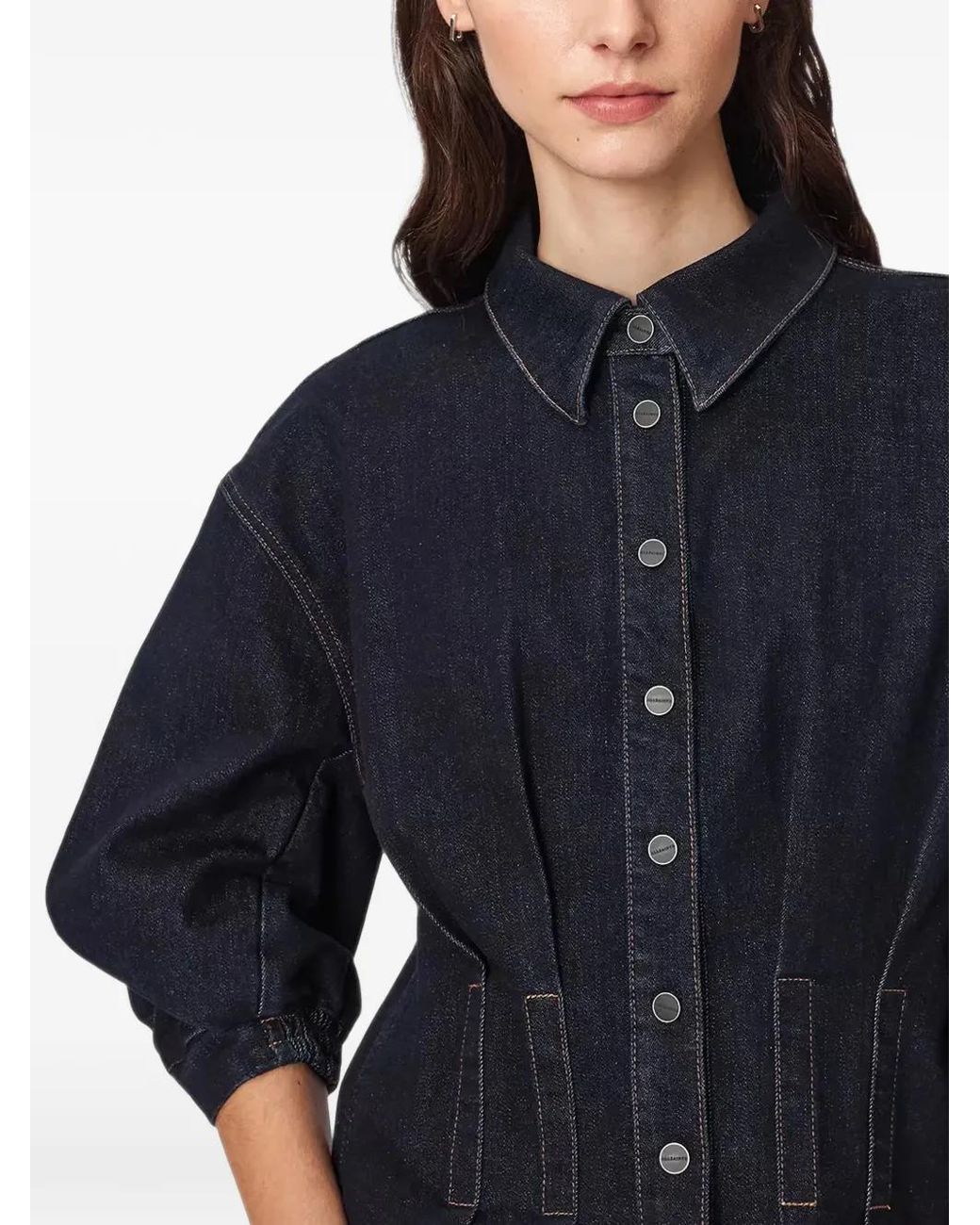 AllSaints Blue Nancy Puff-Sleeve Denim Shirt